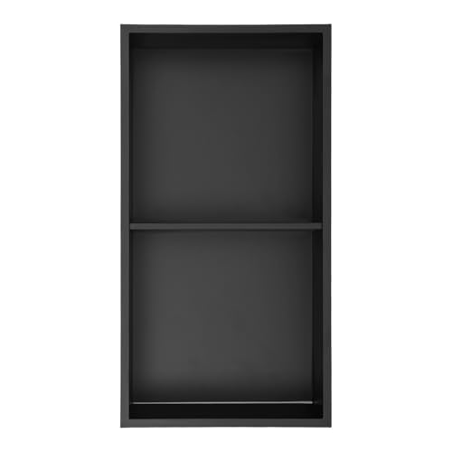 12 * 24In RGB LED Light Shower Niche, 2-Tier Stainless Steel Recessed Storage with Remote Control, Black No Tile Needed Wall Niche for Bathroom Storage Built-in Installation (12x24in RGB) - size: 12x24in RGB