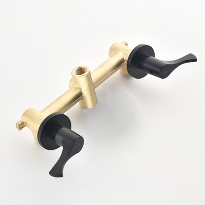 2 Handle Shower Faucet Set with Tub Spout and Shower Head Combo, Matte Black, Wall Mounted, 2 Handles, Brass, Complete Bathtub Shower Trim Kit - color: Matte Black