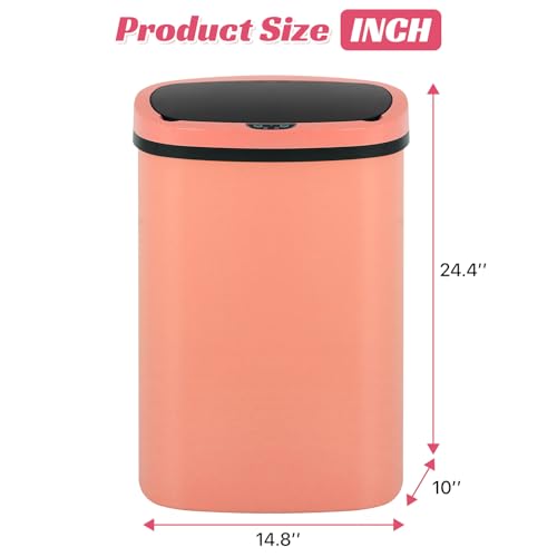 13 Gallon Motion Sensor Kitchen Trash Can, 50L Automatic Sensor Trash Can, Smart Waste Bin with Lid for Kitchen, Bathroom, Bedroom, Home Office, Quiet Open & Easy Clean (Pink,3 Pack) - color: Pink, style: 3 pack