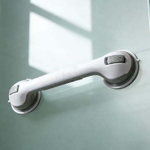Shower Grab Bars for Seniors, Shower Handles for Elderly Suction Cup,2 Pack 16.19 Inch,Handicap Grab Bars for Bathtubs and Showers Wall, Bathroom Safety for Showers Walls Heavy Duty, No Drillin,Grey