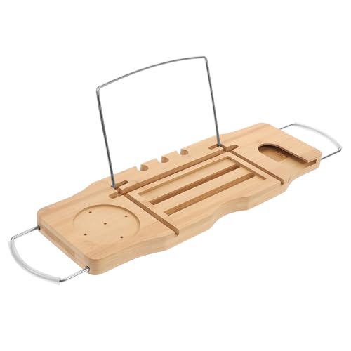MAGICLULU Bamboo Bathtub Tray Table for Bathtub Expandable Bath Shelf Phone Holder Multifunctional Wood Bathroom Organizer for Reading and Relaxing