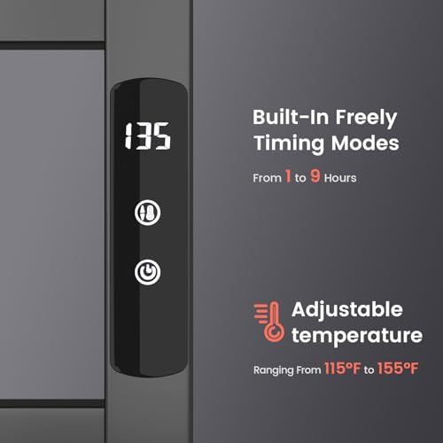 Towel Warmer 6 Bars, Stainless Steel Towel Warmer Rack | for Bathroom, Wall Mounted Towel Heater with Intelligent Touch Screen Timer, Hard Wired/Plug-in, Black - size: 6 Bars