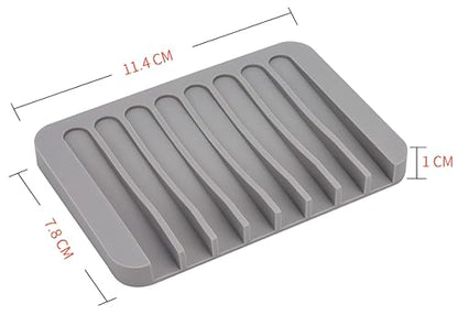 4PCS Self Draining Soap Holder Rack, Advanced Silicone Soap Dish Tray, Waterfall Drain, Suitable for Bathrooms, Kitchens, and Bathtubs, Extending Soap Life, Keeping Soap Bars Dry and Easy to Clean