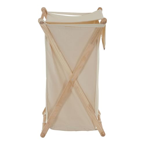Household Essentials 6785-1 Collapsible Wood X-Frame Laundry Hamper with Fold Over Lid - color: Natural, style: Hamper