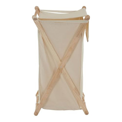 Household Essentials 6785-1 Collapsible Wood X-Frame Laundry Hamper with Fold Over Lid - color: Natural, style: Hamper