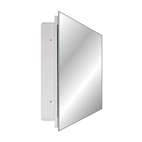 White Recessed Medicine Cabinet with Frameless Pencil Edge Mirrior Door Panel (16" x 22") with Adjustable Shelves, Wall Mounted Bathroom Storage Cabinet - color: Pencil Edge