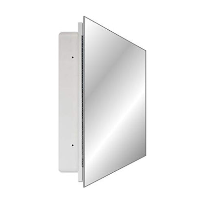 White Recessed Medicine Cabinet with Frameless Pencil Edge Mirrior Door Panel (16" x 22") with Adjustable Shelves, Wall Mounted Bathroom Storage Cabinet - color: Pencil Edge