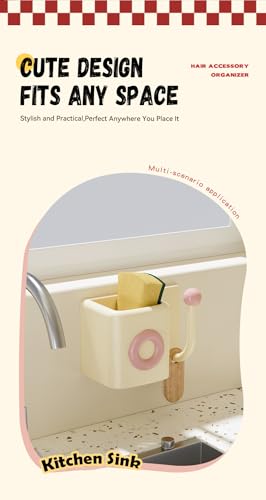 Toothbrush Holder for Bathroom - No Drill Wall Mount Toothbrush & Toothpaste Rack with Drain Holes, Cute Cream Style Bathroom Organizer, Glossy Finish Countertop Storage - color: Cream Pink