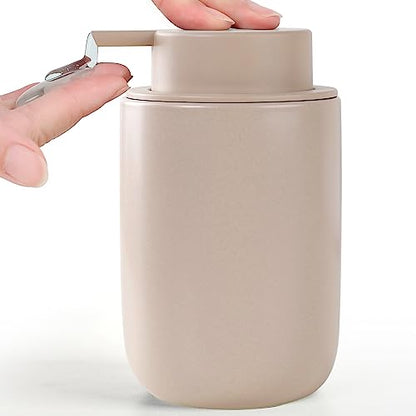 BosilunLife Lotion Pump Dispenser for Kitchen, Bathroom Countertop | Matte Khaki Soap Dispenser Bathroom Ceramic Dish Liquid Soap Dispenser (Khaki, Liquid Pump) - color: Khaki