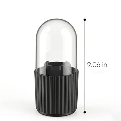 Toothbrush Holder with Sliding Lid, Toothbrush Holders for Bathrooms,360° Rotating Makeup Brush Storage Rack - Waterproof and Dustproof, Toothbrush Toothpaste Holder Beauty Brush (Black) - color: Black
