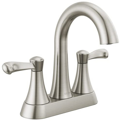 Delta Faucet Esato Centerset Bathroom Faucet Brushed Nickel, Bathroom Sink Faucet, Drain Assembly Included, SpotShield Brushed Nickel 25897LF-SP - color: Spotshield Brushed Nickel