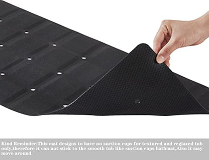 Webos Foldable Non Slip Silicon Bath Mat Bathtub mat Shower mats no Suction Cups for Textured Tub and Reglazed Tub(Foldable - Black, 28-inch x 14-inch) - color: Foldable-black