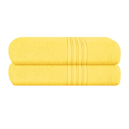 BOUTIQUO 100% Cotton 2 Pack Bath Towel Set 28x55, Eco-Friendly Large Bath Towels, Compact Quickdry Lightweight Soft & Highly Absorbent Bath Towel, Ideal for Everyday Gym Travel Camp Pool - Lime Yellow - color: Lime Yellow, size: 2 Pack Bath Towel
