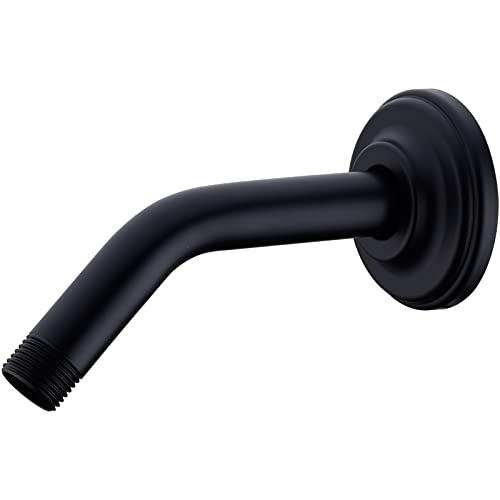 6 Inch Angled Matte Black Shower Arm and Flange Curved Head Pipe | Stainless Steel Wall Mounted, Bathroom Gooseneck Extension Shower Neck - color: Black, style: 6 inch