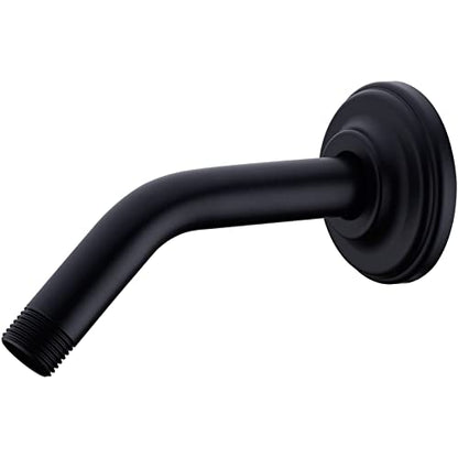 6 Inch Angled Matte Black Shower Arm and Flange Curved Head Pipe | Stainless Steel Wall Mounted, Bathroom Gooseneck Extension Shower Neck - color: Black, style: 6 inch