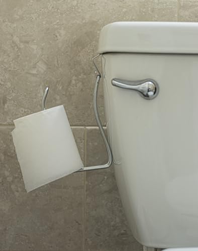 Over The Tank Toilet Paper Holder, No Drill Bathroom Tissue Roll Dispenser | RV toilet paper holder & hanging roll dispenser. Rust resistant chrome bathroom storage organizer for small camper spaces.