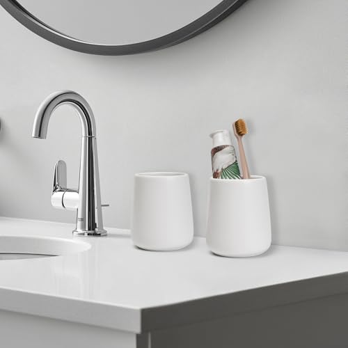 Bathroom Tumbler Cup Ceramic 2Pcs 13.5oz Reusable Toothbrush Cup 400ml, Toothbrush Holder Adequate for Your Bathroom (White) - color: White, size: 2pcs
