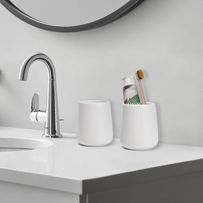 Bathroom Tumbler Cup Ceramic 2Pcs 13.5oz Reusable Toothbrush Cup 400ml, Toothbrush Holder Adequate for Your Bathroom (White) - color: White, size: 2pcs