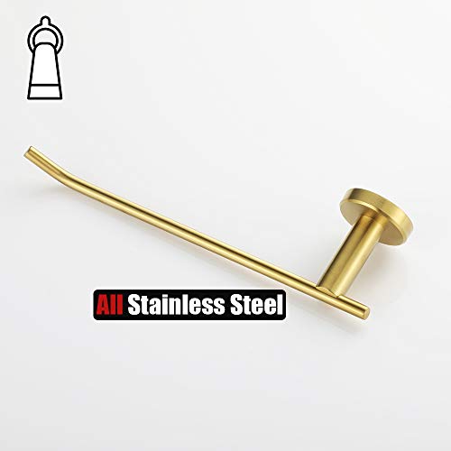 JQK Brass Gold Hand Towel Bar, Stainless Steel Towel Ring for Bathroom, 9 Inch Necklace Holder Brushed Golden Wall Mount Left Hand, TR101-BG - color: Gold, size: 9 Inch (Left)
