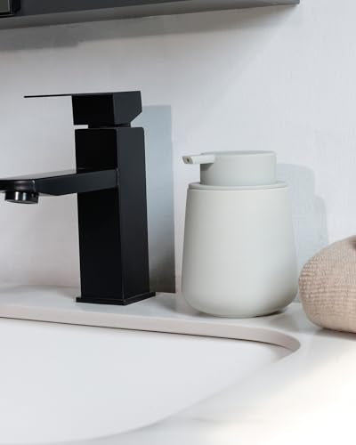 BosilunLife Ceramic Soap Dispenser - Dish Soap Dispenser for Bathroom 12Oz | Refillable Liquid Hand Wash Dispenser for Essential Oil, Lotion Soap, Grey - color: Matte Light Grey