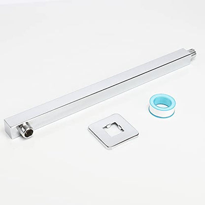 Shower Arm, Rain Shower Head Extension Extender, With Flange and Teflon Tape, Made of Thicken Stainless Steel for Bathroom Rainfall Shower (16 Inch, Chrome) - color: Chrome, style: 16 Inch