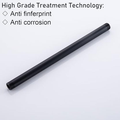 RANDOM Shower Arm with Flange,12 Inches Ceiling Mount Shower Head Extension Arm Straight Arm Ceiling-Mounted For Fixed Shower Head,Matte Black.RD91038-12MB - color: 12″ Matte Black(Round Flange)