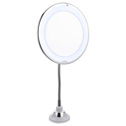 FRCOLOR Rotating 360° Makeup Mirror with Suction Cup 10x Magnifying Vanity Mirror LED Lighted Cosmetic for Bathroom and Travel Use