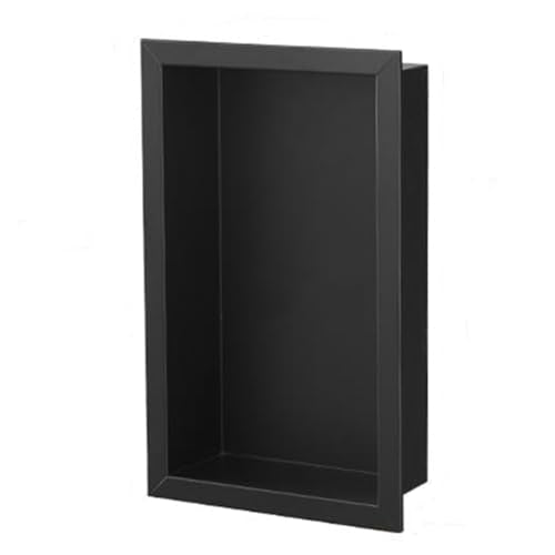 13.8"×9.3"×3.1" Shower Niche, Rectangular Single Wall Niche Insert, 304 Stainless Steel Bathroom Shelf Organizer, Recessed Shower Caddy,Black - color: Black