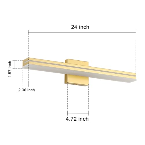 SineRise 24-Inch LED Modern Bathroom Vanity Light Bar, Gold Modern Acrylic Bathroom Wall Lighting Fixtures Over Mirror (Cool White 6000K) - color: Gold-Cool White, size: 24-Inch