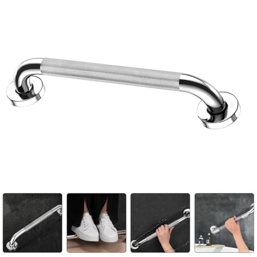 Toyvian Stainless Steel Handrail Non-Slip Grab Bar 50cm Textured Bathroom Safety Rail for Shower and Toilet Senior Disabled Support