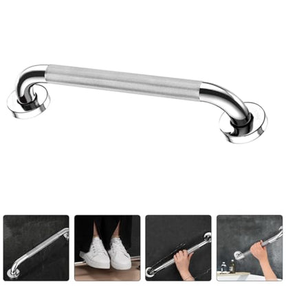 Toyvian Stainless Steel Handrail Non-Slip Grab Bar 50cm Textured Bathroom Safety Rail for Shower and Toilet Senior Disabled Support