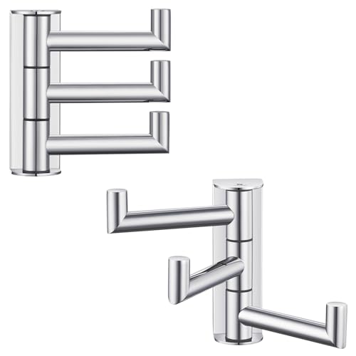 Suyar Swivel Towel Hook Polished Chrome, Bathroom Robe Holder with 3 Arms | 2 Pack, SUS304 Stainless Steel, Wall Mounted - color: Polished Chrome, size: 2 Pack