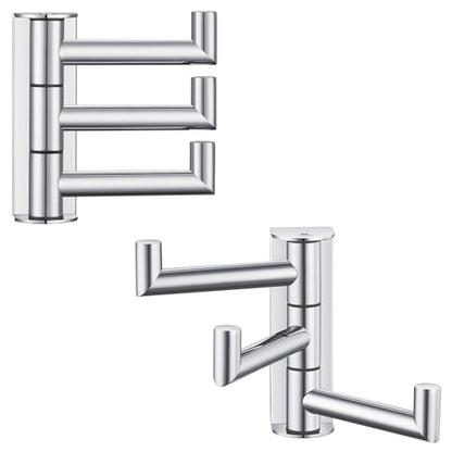 Suyar Swivel Towel Hook Polished Chrome, Bathroom Robe Holder with 3 Arms | 2 Pack, SUS304 Stainless Steel, Wall Mounted - color: Polished Chrome, size: 2 Pack
