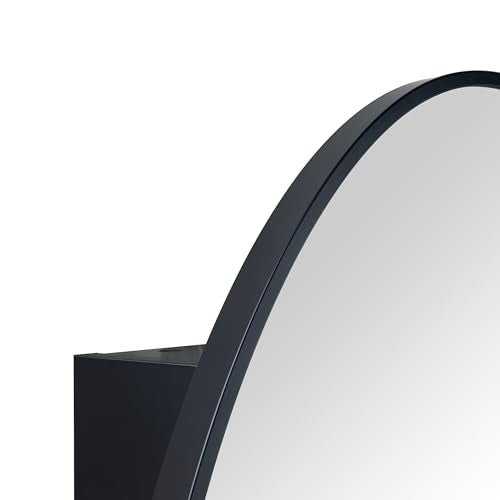 Surface Mount Black Oval Bathroom Medicine Cabinet with Mirror Metal Framed Oval Bathroom Storage Cabinet, 20x30''
