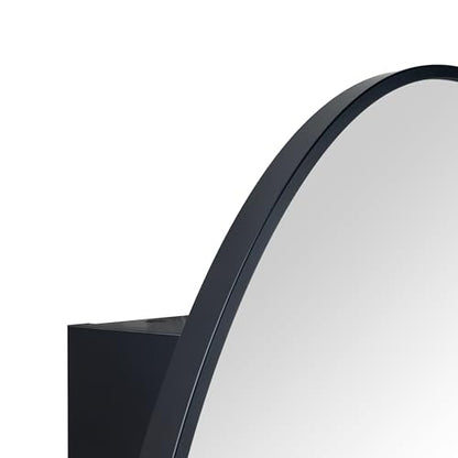 Surface Mount Black Oval Bathroom Medicine Cabinet with Mirror Metal Framed Oval Bathroom Storage Cabinet, 20x30''