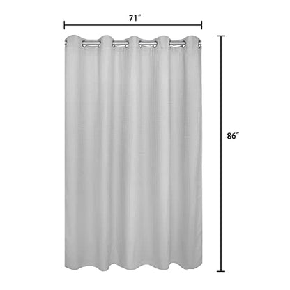River Dream 86" Extra Long No Hooks Shower Curtain with Snap in Liner, Waffle Weave Cotton Blend,Hotel Quality,Black,71Wx86L - color: Grey, size: 71"W x 86"L (Pack of 1)