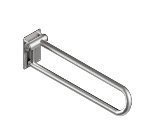 HEALTHCRAFT P.T. Rail 32" Left Side, Fold-Down Rail - Brushed Stainless | Longer 32" reach, wall-mounted hinged rail folds flat when not in use - color: Stainless Steel, size: 32"