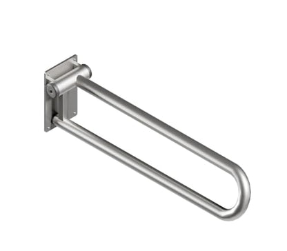 HEALTHCRAFT P.T. Rail 32" Left Side, Fold-Down Rail - Brushed Stainless | Longer 32" reach, wall-mounted hinged rail folds flat when not in use - color: Stainless Steel, size: 32"