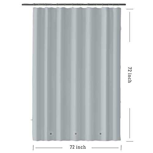 Shower Curtain Liner 72 x 72, Plastic Waterproof 4G Lightweight Shower Liner for Bathroom, with Grommets Holes and 3 Heavy Duty Magnetic Weights - color: Grey