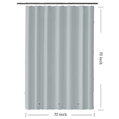 Shower Curtain Liner 72 x 72, Plastic Waterproof 4G Lightweight Shower Liner for Bathroom, with Grommets Holes and 3 Heavy Duty Magnetic Weights - color: Grey