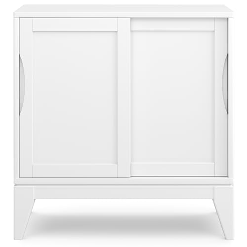 SIMPLIHOME Harper 48" Wide Solid Wood Storage Cabinet in Black - color: White, size: 30 inch