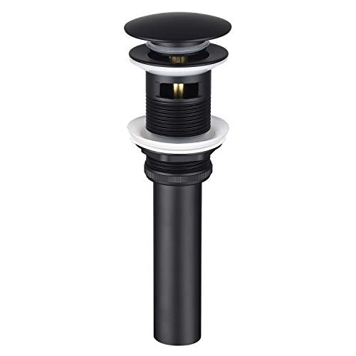 BESTILL Bathroom Sink Drain Stopper, Push Pop Up Drain with Overflow, Matte Black - color: Matte Black, style: with Overflow