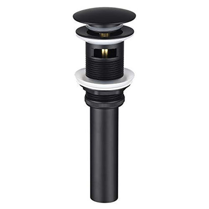BESTILL Bathroom Sink Drain Stopper, Push Pop Up Drain with Overflow, Matte Black - color: Matte Black, style: with Overflow