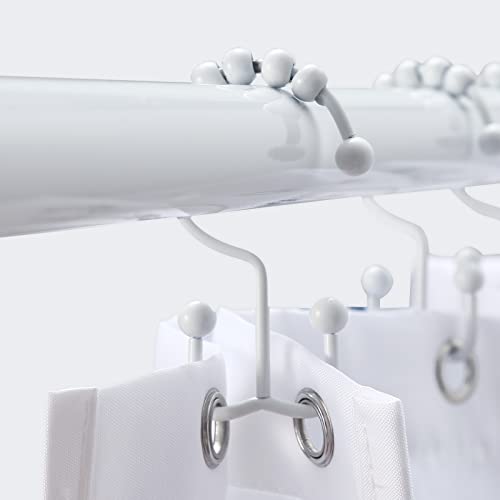 Shower Curtain Hooks, Goowin Shower Curtain Rings, Stainless Steel Shower Curtain Hooks Rust Proof Free Sliding Double Shower Hooks for Curtain, Shower Curtains & Liners (White) - color: White