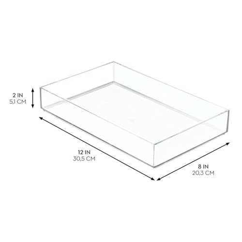 iDesign Clear Drawer Organizer | Plastic Tray, Makeup Storage, Bathroom Vanity, Dresser or Desk - size: XL