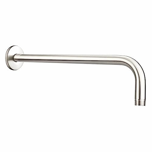 Voolan Shower Arm with Flange and Teflon Tape, Extension Shower Head Arm for Bathroom Fixed Shower Head, Solid Stainless Steel, Wall Mounted (15 Inch,Brushed Nickel) - color: Brushed Nickel, style: 15 Inch