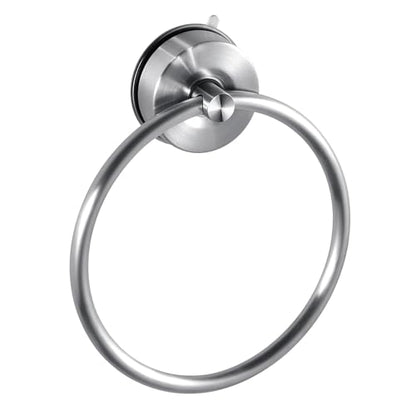 JOMOLA Stainless Steel Suction Cup Towel Ring Holder for Bathroom - Rustproof No Drill Wall Mount Towel Rack, Adjustable & Damage-Free Bathroom Accessories for Shower, Spa, Hotel, Brushed - color: Silver-1 Pack