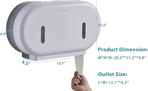 Twin Jumbo Toilet Roll Dispenser: Double 9 Inch Paper Holder Wall Mount with Key Lock for Commercial Office & Public Restrooms, Design by Modunful MD-902-White - color: White, size: 2 Rolls