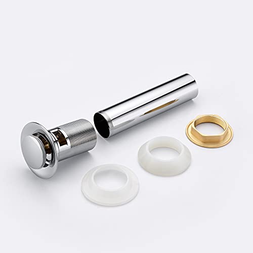 SUMERAIN Vessel Sink Drain for Bathroom, Pop-up Drain with Overflow | Durable Brass Construction, Chrome Finish, Tool-Free Installation - size: S7306C