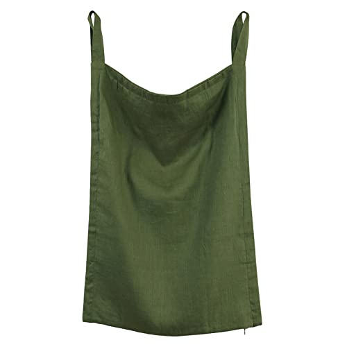 Amazhiyu Pure Linen Over The Door Laundry Hanging Hamper Bag with Bottom Zipper and Pockets Green - color: Green